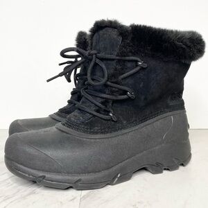 New! Sorel Snow Angel Lace Up Faux Fur Black Winter Boot 6
